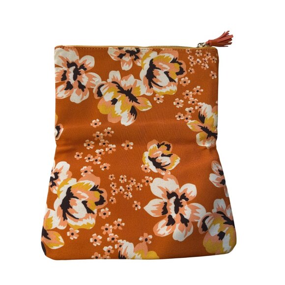 Rachel Pally Handbags - Rachel Pally Floral Mustard Yellow Zippered Clutch With Tassel Accent